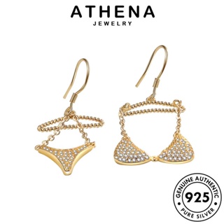 ATHENA JEWELRY ต้นฉบับ ตุ้มหู ผู้หญิง เงิน แท้ แฟชั่น ต่างหู ห่วง หนีบ 925 โกลด์ บิกินี่ ไดมอนด์ เครื่องประดับ เกาหลี มอยส์ซาไนท์ เครื่องประดับ Silver E11