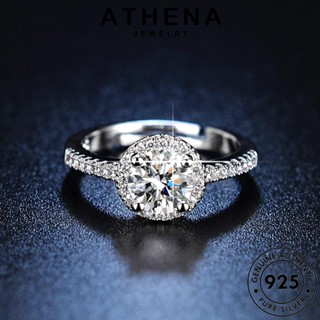 ATHENA JEWELRY ต้นฉบับ แฟชั่น ผู้หญิง มอยส์ซาไนท์ไดมอนด์ แท้ บุคลิกภาพกลม เครื่องประดับ เกาหลี 925 Silver แหวน เครื่องประดับ เงิน R408