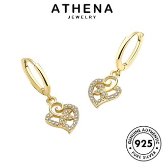 ATHENA JEWELRY 925 เครื่องประดับ ห่วง หนีบ เงิน Silver ต่างหู ไดมอนด์ มอยส์ซาไนท์ แท้ ผู้หญิง ตุ้มหู เกาหลี เครื่องประดับ โกลด์ ต้นฉบับ หัวใจ แฟชั่น E26