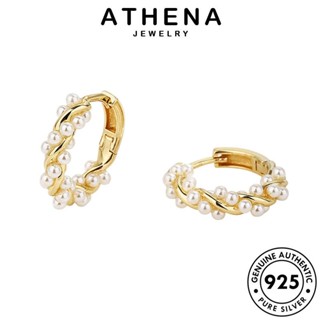 ATHENA JEWELRY ต้นฉบับ ห่วง 925 ผู้หญิง ไข่มุกทอง ต่างหู เงิน เครื่องประดับ หนีบ แท้ เถาวัลย์ เครื่องประดับ เกาหลี แฟชั่น ตุ้มหู Silver E31