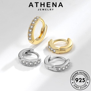 ATHENA JEWELRY ต้นฉบับ ไดมอนด์ เกาหลี เงิน 925 ตุ้มหู ต่างหู แท้ ห่วง เครื่องประดับ ผู้หญิง กลม มอยส์ซาไนท์ เครื่องประดับ หนีบ โกลด์ Silver แฟชั่น E33