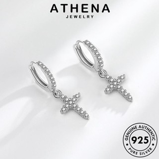 ATHENA JEWELRY 925 เครื่องประดับ เกาหลี ไดมอนด์ ผู้หญิง มอยส์ซาไนท์ แท้ ข้าม โกลด์ หนีบ ต้นฉบับ แฟชั่น ต่างหู เครื่องประดับ ห่วง ตุ้มหู เงิน Silver E37