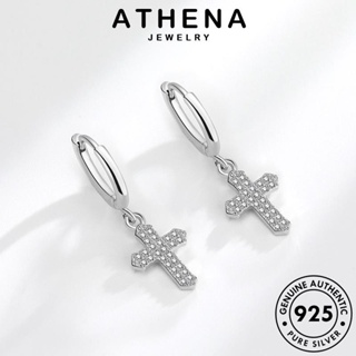 ATHENA JEWELRY เครื่องประดับ แท้ ต้นฉบับ ไดมอนด์ Silver มอยส์ซาไนท์ ข้าม ผู้หญิง โกลด์ เกาหลี ต่างหู แฟชั่น เครื่องประดับ หนีบ เงิน 925 ตุ้มหู ห่วง E38