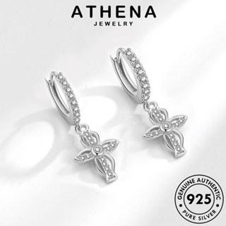 ATHENA JEWELRY ผู้หญิง ห่วง ตุ้มหู โกลด์ ข้าม ต่างหู มอยส์ซาไนท์ ไดมอนด์ เงิน Silver แฟชั่น แท้ เครื่องประดับ เครื่องประดับ ต้นฉบับ หนีบ 925 เกาหลี E40