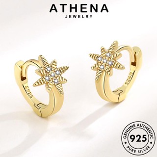 ATHENA JEWELRY ตุ้มหู โกลด์ ดาวแปดแฉก แฟชั่น แท้ ผู้หญิง เกาหลี ห่วง หนีบ ไดมอนด์ เครื่องประดับ มอยส์ซาไนท์ Silver เครื่องประดับ 925 เงิน ต่างหู ต้นฉบับ E50