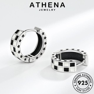 ATHENA JEWELRY ตุ้มหู 925 กระดานหมากรุกขาวดำ ห่วง Silver ผู้หญิง เงิน เครื่องประดับ ต่างหู แฟชั่น เกาหลี แท้ ต้นฉบับ เครื่องประดับ หนีบ E51