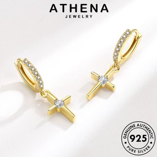 ATHENA JEWELRY เกาหลี โกลด์ ไดมอนด์ เงิน เครื่องประดับ ต้นฉบับ ห่วง Silver แฟชั่น หนีบ มอยส์ซาไนท์ ผู้หญิง ตุ้มหู 925 ต่างหู เครื่องประดับ แท้ ข้าม E57