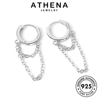 ATHENA JEWELRY ต่างหู ห่วง ต้นฉบับ หนีบ เครื่องประดับ ผู้หญิง ทอง เงิน Silver แท้ ห่วงโซ่คู่ ตุ้มหู แฟชั่น 925 เกาหลี เครื่องประดับ E68