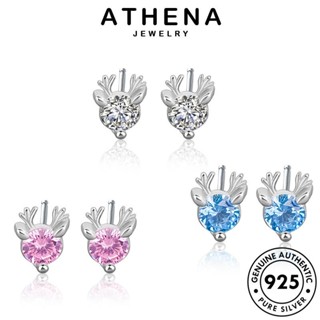 ATHENA JEWELRY กวาง เครื่องประดับ ต่างหู เกาหลี 925 เครื่องประดับ แท้ ตุ้มหู ห่วง ผู้หญิง เงิน หนีบ แฟชั่น มอยส์ซาไนท์ไดมอนด์ ต้นฉบับ Silver E76