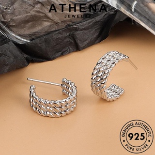 ATHENA JEWELRY ห่วง ทอง ผู้หญิง 925 เครื่องประดับ แฟชั่น ตุ้มหู หนีบ เครื่องประดับ ต้นฉบับ ต่างหู Silver แท้ บิด เงิน เกาหลี E137