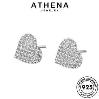 ATHENA JEWELRY เงิน Silver ห่วง รัก เกาหลี มอยส์ซาไนท์ เครื่องประดับ โกลด์ ไดมอนด์ ต้นฉบับ แฟชั่น หนีบ 925 ผู้หญิง เครื่องประดับ ตุ้มหู แท้ ต่างหู E153