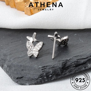 ATHENA JEWELRY เครื่องประดับ ตุ้มหู แท้ โกลด์ ผีเสื้อ ห่วง 925 ไดมอนด์ เครื่องประดับ แฟชั่น มอยส์ซาไนท์ ผู้หญิง เงิน หนีบ ต่างหู Silver ต้นฉบับ เกาหลี E101