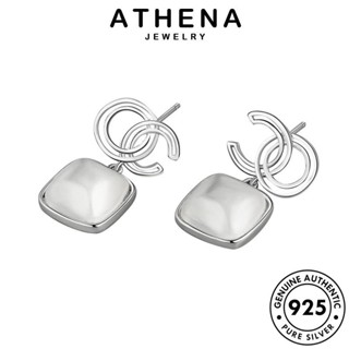 ATHENA JEWELRY เครื่องประดับ ทองโอปอล Silver จดหมาย แฟชั่น ห่วง ผู้หญิง ต้นฉบับ เครื่องประดับ 925 ตุ้มหู หนีบ เกาหลี แท้ ต่างหู เงิน E118