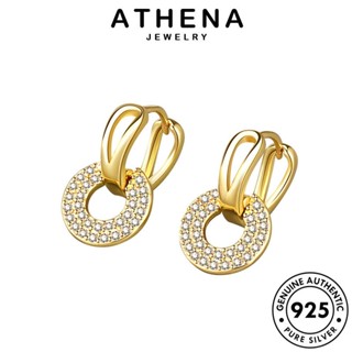 ATHENA JEWELRY โกลด์ แท้ ไดมอนด์ เงิน กลม ห่วง มอยส์ซาไนท์ หนีบ แฟชั่น 925 ต้นฉบับ ต่างหู เครื่องประดับ เกาหลี เครื่องประดับ Silver ตุ้มหู ผู้หญิง E168