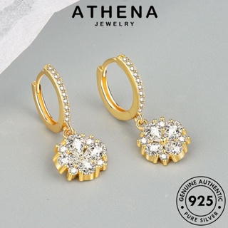 ATHENA JEWELRY แท้ เกาหลี เงิน ผู้หญิง ต้นฉบับ เครื่องประดับ แฟชั่น Silver โกลด์ ตุ้มหู หนีบ เครื่องประดับ ห่วง ดอกไม้ 925 ต่างหู มอยส์ซาไนท์ ไดมอนด์ E171