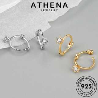 ATHENA JEWELRY โกลด์ แฟชั่น ห่วง 925 กลม ไดมอนด์ ต้นฉบับ มอยส์ซาไนท์ เงิน Silver ต่างหู เกาหลี เครื่องประดับ ตุ้มหู หนีบ เครื่องประดับ แท้ ผู้หญิง E175