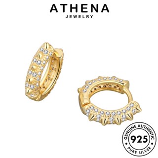 ATHENA JEWELRY ต่างหู ผู้หญิง เครื่องประดับ ตุ้มหู ไดมอนด์ 925 มอยส์ซาไนท์ โกลด์ เกาหลี เครื่องประดับ Silver กลม เงิน ต้นฉบับ ห่วง แท้ แฟชั่น หนีบ E180