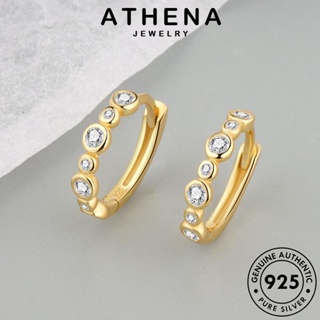 ATHENA JEWELRY เกาหลี แท้ เครื่องประดับ ไดมอนด์ กลม 925 แฟชั่น เครื่องประดับ ตุ้มหู มอยส์ซาไนท์ หนีบ ผู้หญิง โกลด์ เงิน ต้นฉบับ ต่างหู ห่วง Silver E183