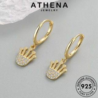 ATHENA JEWELRY ต้นฉบับ ผู้หญิง เงิน เกาหลี ตุ้มหู หนีบ ห่วง 925 มงกุฎ แท้ ไดมอนด์ แฟชั่น เครื่องประดับ Silver เครื่องประดับ โกลด์ มอยส์ซาไนท์ ต่างหู E190