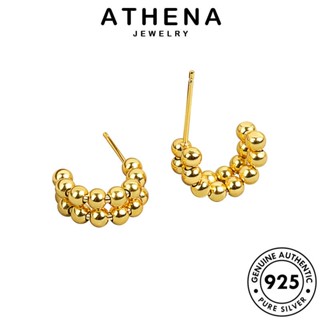 ATHENA JEWELRY ตุ้มหู ทอง แท้ 925 เกาหลี ลูกปัด เครื่องประดับ ต้นฉบับ ต่างหู แฟชั่น ห่วง เครื่องประดับ หนีบ เงิน Silver ผู้หญิง E240