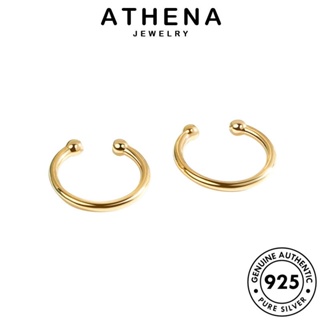 ATHENA JEWELRY เกาหลี ผู้หญิง เครื่องประดับ Silver แท้ ตุ้มหู เงิน แฟชั่น กลม 925 ต่างหู ทอง ห่วง หนีบ เครื่องประดับ ต้นฉบับ E208