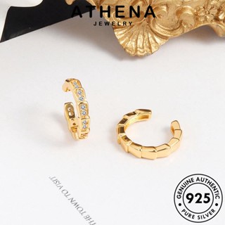 ATHENA JEWELRY ต้นฉบับ เงิน แฟชั่น ตุ้มหู ห่วง หนีบ ไดมอนด์ ต่างหู เกาหลี เครื่องประดับ เรขาคณิต มอยส์ซาไนท์ 925 โกลด์ Silver แท้ ผู้หญิง เครื่องประดับ E210