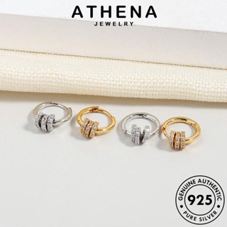 ATHENA JEWELRY โกลด์ ห่วง กลม ไดมอนด์ เกาหลี ต่างหู Silver แท้ มอยส์ซาไนท์ หนีบ เครื่องประดับ แฟชั่น เงิน ผู้หญิง ตุ้มหู เครื่องประดับ 925 ต้นฉบับ E218