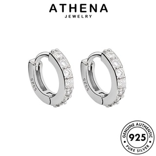 ATHENA JEWELRY เกาหลี แท้ เครื่องประดับ ต้นฉบับ เงิน ตุ้มหู เครื่องประดับ หนีบ ห่วง ผู้หญิง ต่างหู Silver 925 กลม มอยส์ซาไนท์ไดมอนด์ แฟชั่น E250