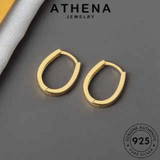 ATHENA JEWELRY ตุ้มหู เกาหลี 925 ต่างหู เงิน หนีบ ผู้หญิง ต้นฉบับ แท้ เครื่องประดับ Silver วงรีเรขาคณิต ทอง แฟชั่น ห่วง เครื่องประดับ E254