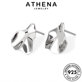 ATHENA JEWELRY เครื่องประดับ หนีบ แฟชั่น เงิน ต้นฉบับ เครื่องประดับ 925 ตุ้มหู เกาหลี ทอง ต่างหู ผู้หญิง ห่วง พื้นผิวเว้า-นูนไม่สม่ำเสมอ แท้ Silver E255