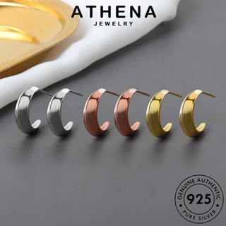 ATHENA JEWELRY เกาหลี ทอง แท้ Silver หนีบ รูปตัวซี ตุ้มหู เงิน ต่างหู ห่วง ผู้หญิง แฟชั่น 925 ต้นฉบับ เครื่องประดับ เครื่องประดับ E256