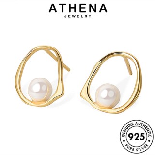 ATHENA JEWELRY ต่างหู กลวงออก หนีบ ต้นฉบับ ห่วง แฟชั่น Silver เครื่องประดับ 925 ตุ้มหู เกาหลี ผู้หญิง เงิน ไข่มุกทอง เครื่องประดับ แท้ E257