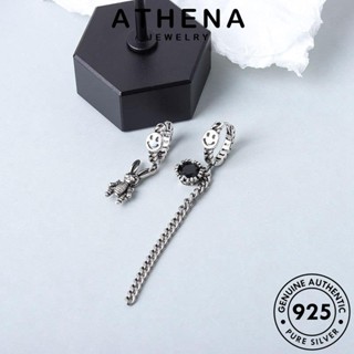 ATHENA JEWELRY เครื่องประดับ ผู้หญิง ต่างหู Silver ตุ้มหู ต้นฉบับ แบล็คไดมอนด์ออบซิเดียน ห่วง 925 เครื่องประดับ กระต่ายโซ่ หนีบ แท้ เกาหลี เงิน แฟชั่น E271