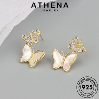 ATHENA JEWELRY เกาหลี ต้นฉบับ แท้ หนีบ เครื่องประดับ 925 เครื่องประดับ ผู้หญิง ไดมอนด์ Silver ต่างหู มอยส์ซาไนท์ ผีเสื้อ แฟชั่น โกลด์ เงิน ตุ้มหู ห่วง E289