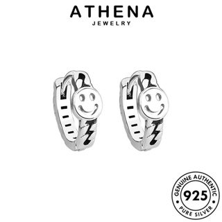 ATHENA JEWELRY ผู้หญิง 925 เครื่องประดับ แท้ Silver เกาหลี ต่างหู ห่วง ต้นฉบับ ตุ้มหู เครื่องประดับ แฟชั่น หนีบ เงิน โซ่ยิ้ม E247