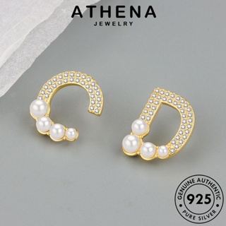 ATHENA JEWELRY ผู้หญิง 925 ต้นฉบับ ตุ้มหู เรียบง่าย แท้ Silver แฟชั่น เครื่องประดับ เงิน ไข่มุกทอง ห่วง เครื่องประดับ ต่างหู เกาหลี หนีบ E312