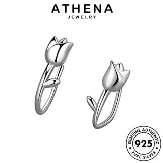 ATHENA JEWELRY แท้ หนีบ เงิน Silver 925 ผู้หญิง ตุ้มหู ห่วง เกาหลี ดอกทิวลิป เครื่องประดับ ต่างหู เครื่องประดับ ต้นฉบับ แฟชั่น E326