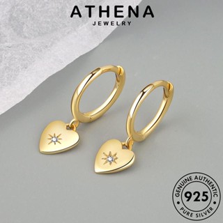 ATHENA JEWELRY เงิน แฟชั่น แท้ ต้นฉบับ รัก เครื่องประดับ เครื่องประดับ ไดมอนด์ ตุ้มหู ผู้หญิง เกาหลี โกลด์ Silver 925 ต่างหู มอยส์ซาไนท์ ห่วง หนีบ E327