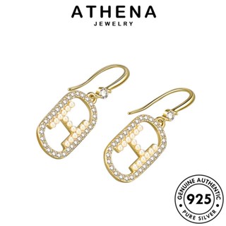 ATHENA JEWELRY ต้นฉบับ แฟชั่น เครื่องประดับ โกลด์ 925 ห่วง เงิน ไดมอนด์ แท้ สี่เหลี่ยม Silver หนีบ ผู้หญิง ตุ้มหู เกาหลี เครื่องประดับ มอยส์ซาไนท์ ต่างหู E332