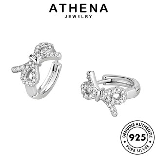 ATHENA JEWELRY แท้ แฟชั่น เงิน ห่วง 925 เครื่องประดับ เกาหลี ต้นฉบับ Silver เครื่องประดับ ผู้หญิง ต่างหู หูกระต่าย มอยส์ซาไนท์ไดมอนด์ หนีบ ตุ้มหู E333