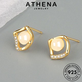 ATHENA JEWELRY 925 Silver ห่วง เครื่องประดับ กลม ต่างหู ทองโอปอล หนีบ แฟชั่น ต้นฉบับ เกาหลี ตุ้มหู เครื่องประดับ แท้ ผู้หญิง เงิน E339