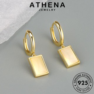 ATHENA JEWELRY เครื่องประดับ ต้นฉบับ หนีบ เกาหลี Silver เงิน ผู้หญิง ทองโอปอล 925 คอลัมน์สี่เหลี่ยม เครื่องประดับ แฟชั่น ต่างหู ตุ้มหู แท้ ห่วง E355