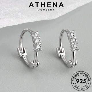 ATHENA JEWELRY แท้ ห่วง หนีบ 925 ต่างหู ต้นฉบับ ผู้หญิง โกลด์ เกาหลี ไดมอนด์ แฟชั่น Silver เงิน มอยส์ซาไนท์ ตุ้มหู เครื่องประดับ เครื่องประดับ กลม E364