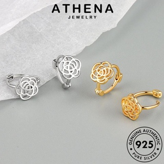 ATHENA JEWELRY เกาหลี แฟชั่น ต้นฉบับ ทอง 925 ห่วง ตุ้มหู เงิน เครื่องประดับ แท้ เครื่องประดับ หนีบ ผู้หญิง ดอกกุหลาบ ต่างหู Silver E365