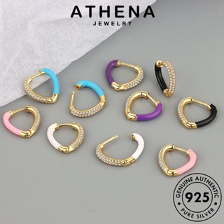 ATHENA JEWELRY กลม เกาหลี แท้ 925 ห่วง หนีบ มอยส์ซาไนท์ เงิน ไดมอนด์ ต่างหู Silver ตุ้มหู เครื่องประดับ แฟชั่น เครื่องประดับ โกลด์ ต้นฉบับ ผู้หญิง E368