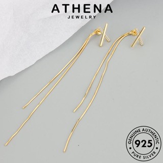 ATHENA JEWELRY เครื่องประดับ ตุ้มหู แท้ ผู้หญิง หนีบ เกาหลี เครื่องประดับ ต้นฉบับ มอยส์ซาไนท์ เงิน Silver 925 แฟชั่น ห่วง ต่างหู ไดมอนด์ พู่ โกลด์ E370