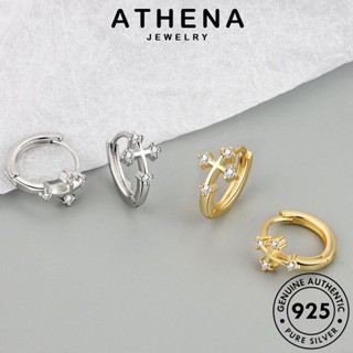 ATHENA JEWELRY เกาหลี แฟชั่น ข้าม ไดมอนด์ ผู้หญิง เครื่องประดับ แท้ โกลด์ ต้นฉบับ ตุ้มหู เงิน มอยส์ซาไนท์ หนีบ Silver เครื่องประดับ 925 ห่วง ต่างหู E371