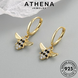 ATHENA JEWELRY ไดมอนด์ ผึ้ง ห่วง 925 แฟชั่น เครื่องประดับ Silver ตุ้มหู เงิน ต้นฉบับ แท้ เครื่องประดับ ต่างหู หนีบ โกลด์ ผู้หญิง มอยส์ซาไนท์ เกาหลี E372