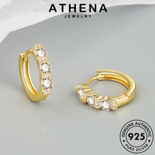 ATHENA JEWELRY เครื่องประดับ แฟชั่น ต่างหู เงิน Silver เกาหลี 925 เครื่องประดับ มอยส์ซาไนท์ โกลด์ หนีบ ห่วง ตุ้มหู ผู้หญิง ไดมอนด์ วงกลม ต้นฉบับ แท้ E348