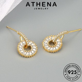 ATHENA JEWELRY เกาหลี ไดมอนด์ เครื่องประดับ แท้ ผู้หญิง วงกลมคู่ทางเรขาคณิต ต้นฉบับ เครื่องประดับ มอยส์ซาไนท์ เงิน แฟชั่น หนีบ ตุ้มหู Silver ห่วง 925 โกลด์ ต่างหู E349